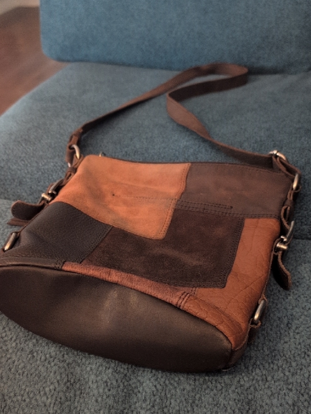 Patchwork Leather Crossbody Bag in Brown - Picture 2 of 4
